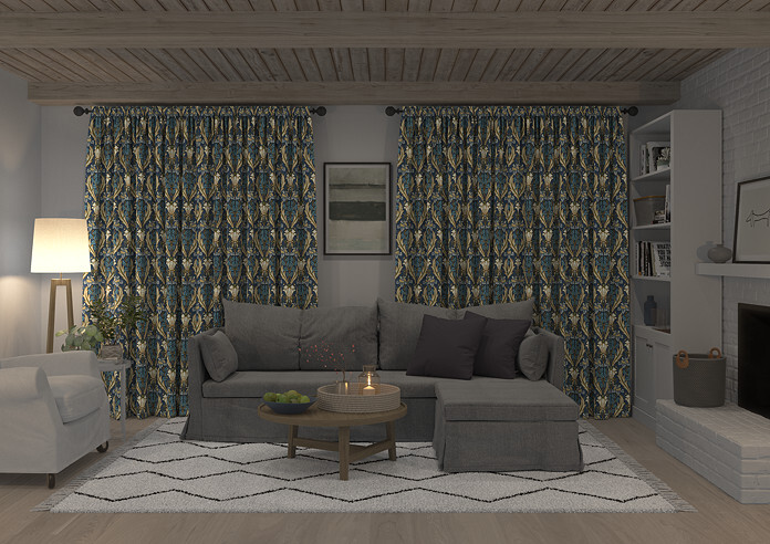 Acanthus, Navy - Made to Measure Curtains - Image 7